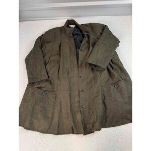 Givenchy En Plus Womens Shearing Wool‎ Button Relaxed Fit Olive Green Coat 16W
